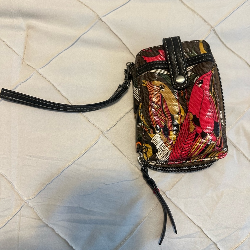 Colorful Bird Print Wristlet